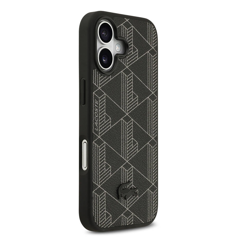 Apple iPhone 17 Kılıf Lacoste Orjinal Lisanslı M-safe Şarj Özellikli PU Deri Tasarımlı Kartlıklı Karışık Monogram Desenli Kapak - 3