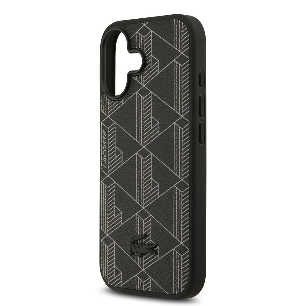 Apple iPhone 17 Kılıf Lacoste Orjinal Lisanslı M-safe Şarj Özellikli PU Deri Tasarımlı Kartlıklı Karışık Monogram Desenli Kapak - 5