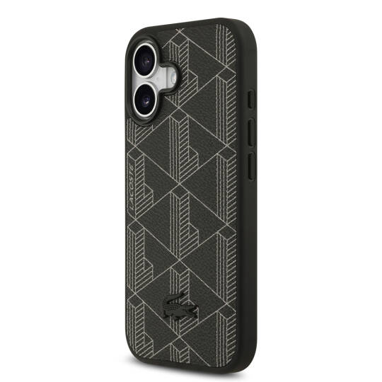 Apple iPhone 17 Kılıf Lacoste Orjinal Lisanslı M-safe Şarj Özellikli PU Deri Tasarımlı Kartlıklı Karışık Monogram Desenli Kapak - 7