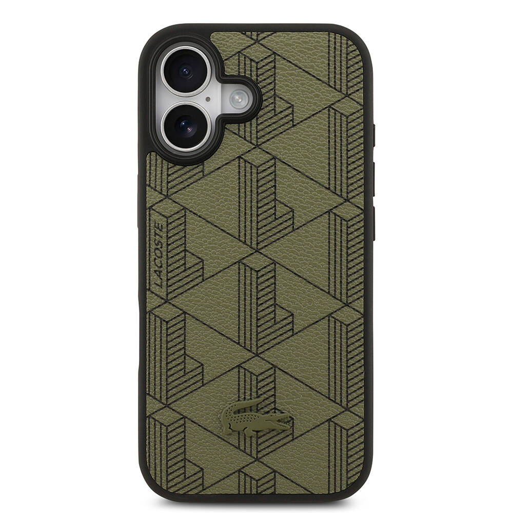 Apple iPhone 17 Kılıf Lacoste Orjinal Lisanslı M-safe Şarj Özellikli PU Deri Tasarımlı Kartlıklı Karışık Monogram Desenli Kapak - 15