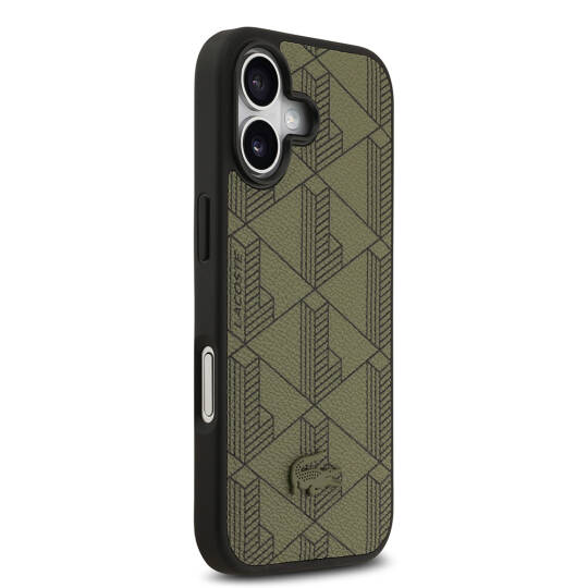 Apple iPhone 17 Kılıf Lacoste Orjinal Lisanslı M-safe Şarj Özellikli PU Deri Tasarımlı Kartlıklı Karışık Monogram Desenli Kapak - 16