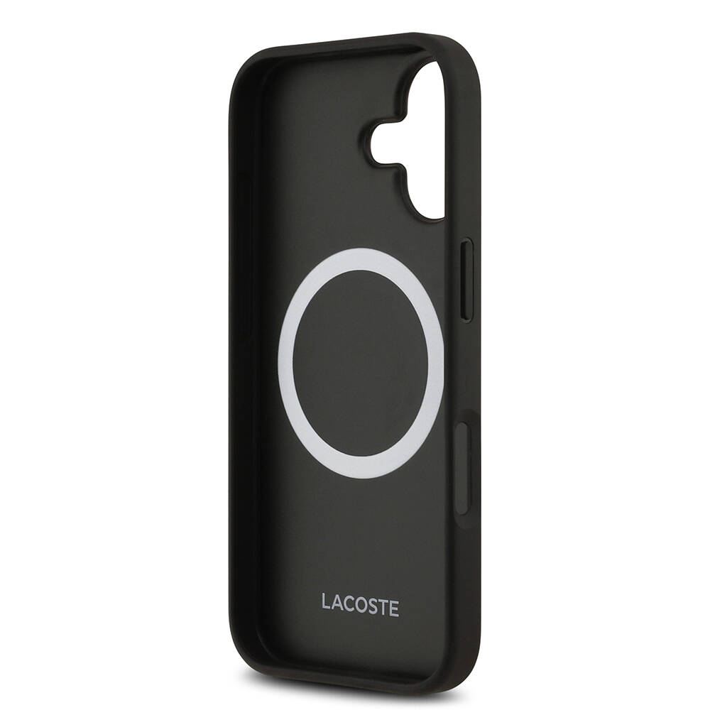 Apple iPhone 17 Kılıf Lacoste Orjinal Lisanslı M-safe Şarj Özellikli PU Deri Tasarımlı Kartlıklı Karışık Monogram Desenli Kapak - 19