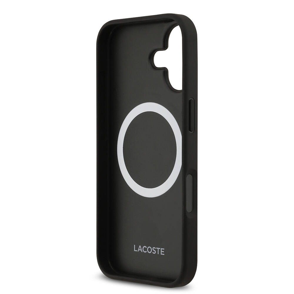 Apple iPhone 17 Kılıf Lacoste Orjinal Lisanslı M-safe Şarj Özellikli PU Deri Tasarımlı Metal Logolu Kapak - 9
