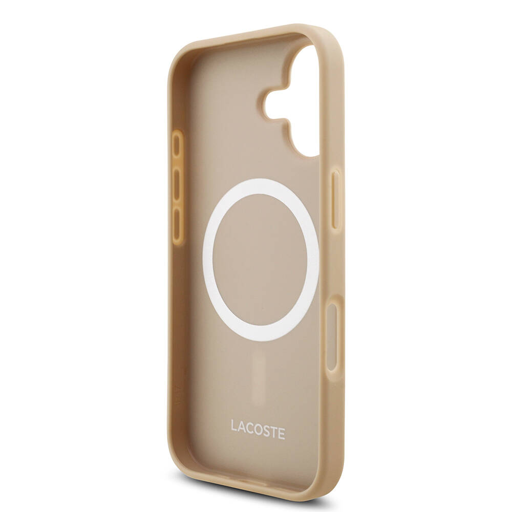 Apple iPhone 17 Kılıf Lacoste Orjinal Lisanslı M-safe Şarj Özellikli PU Pike Desenli Metal Logolu Kartlıklı Kapak - 10