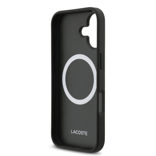 Apple iPhone 17 Kılıf Lacoste Orjinal Lisanslı M-safe Şarj Özellikli PU Pike Desenli Metal Logolu Kartlıklı Kapak - 19