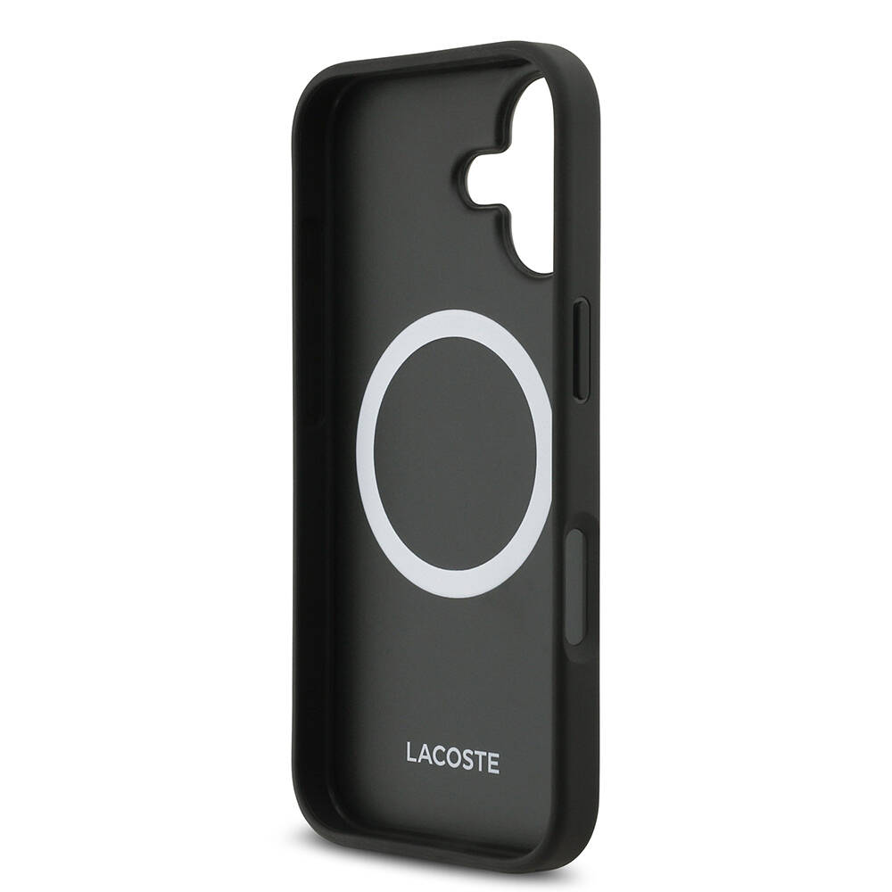 Apple iPhone 17 Kılıf Lacoste Orjinal Lisanslı M-safe Şarj Özellikli PU Pike Desenli Metal Logolu Kartlıklı Kapak - 19