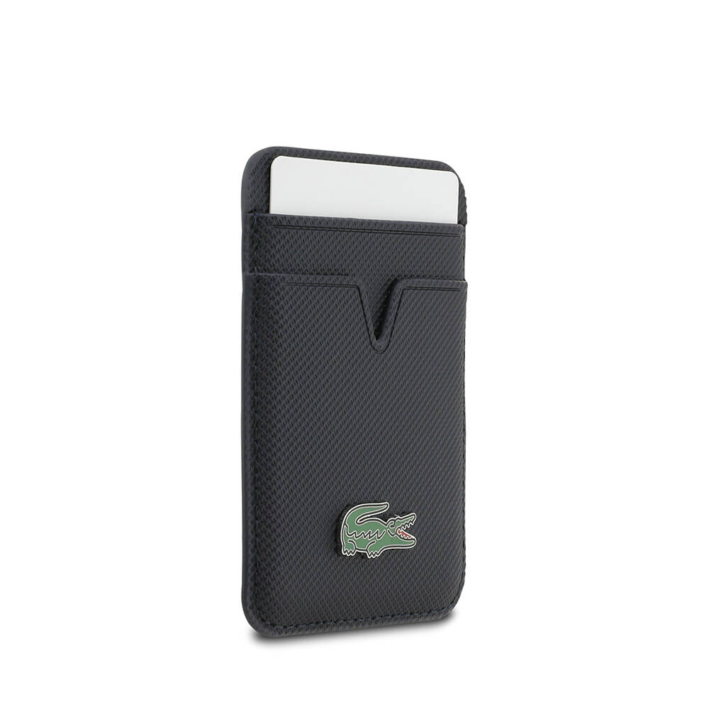 Apple iPhone 17 Kılıf Lacoste Orjinal Lisanslı M-safe Şarj Özellikli PU Pike Desenli Metal Logolu Kartlıklı Kapak - 23