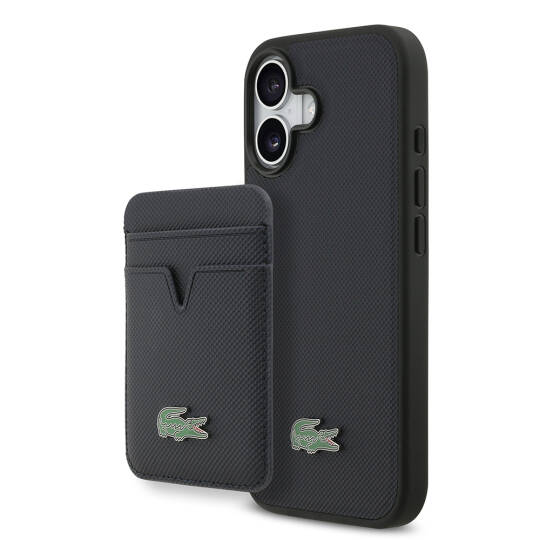 Apple iPhone 17 Kılıf Lacoste Orjinal Lisanslı M-safe Şarj Özellikli PU Pike Desenli Metal Logolu Kartlıklı Kapak - 2