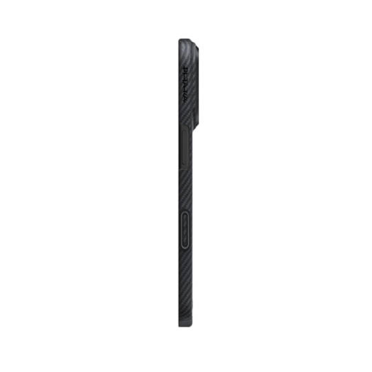 Apple iPhone 17 Kılıf M-safe Şarj Özellikli 1500D Aramid Karbon Fiber Pitaka Ultra-Slim Classic Serisi Black-Grey Twill Kapak - 3