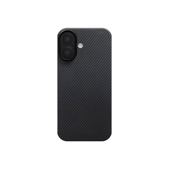 Apple iPhone 17 Kılıf M-safe Şarj Özellikli 1500D Aramid Karbon Fiber Pitaka Ultra-Slim Classic Serisi Black-Grey Twill Kapak - 6