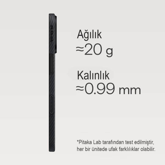 Apple iPhone 17 Kılıf M-safe Şarj Özellikli 1500D Aramid Karbon Fiber Pitaka Ultra-Slim Classic Serisi Black-Grey Twill Kapak - 7