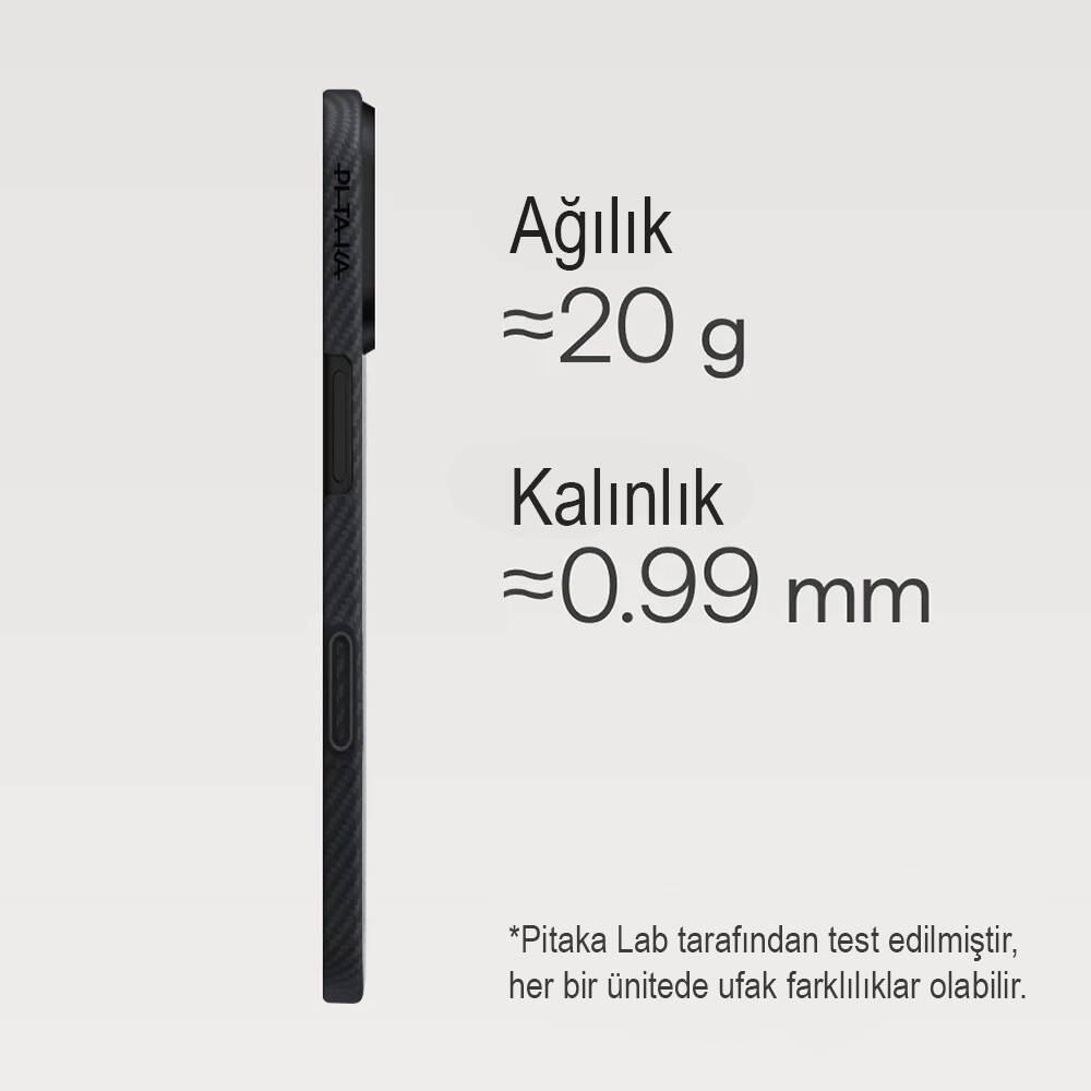 Apple iPhone 17 Kılıf M-safe Şarj Özellikli 1500D Aramid Karbon Fiber Pitaka Ultra-Slim Classic Serisi Black-Grey Twill Kapak - 7