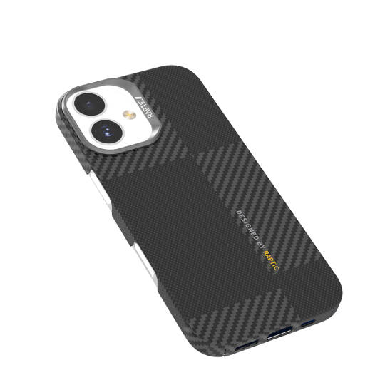 Apple iPhone 17 Kılıf M-safe Şarj Özellikli 600D Metal Kamera Çerçeveli Raptic Aramid Karbon Fiber Geotik Serisi Kapak - 3