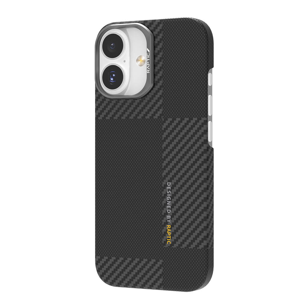 Apple iPhone 17 Kılıf M-safe Şarj Özellikli 600D Metal Kamera Çerçeveli Raptic Aramid Karbon Fiber Geotik Serisi Kapak - 5