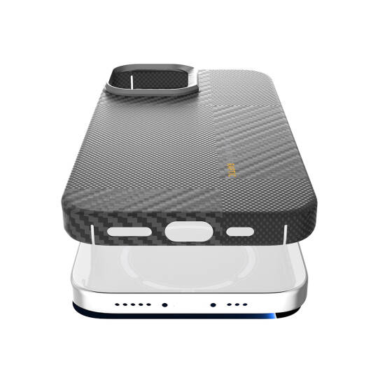 Apple iPhone 17 Kılıf M-safe Şarj Özellikli 600D Metal Kamera Çerçeveli Raptic Aramid Karbon Fiber Geotik Serisi Kapak - 8