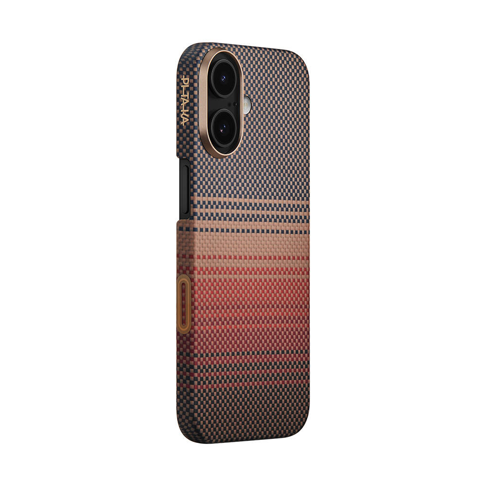 Apple iPhone 17 Kılıf M-safe Şarj Özellikli Aramid Karbon Fiber Pitaka Tactile Woven Sunset-Moonrise Serisi Kapak - 5