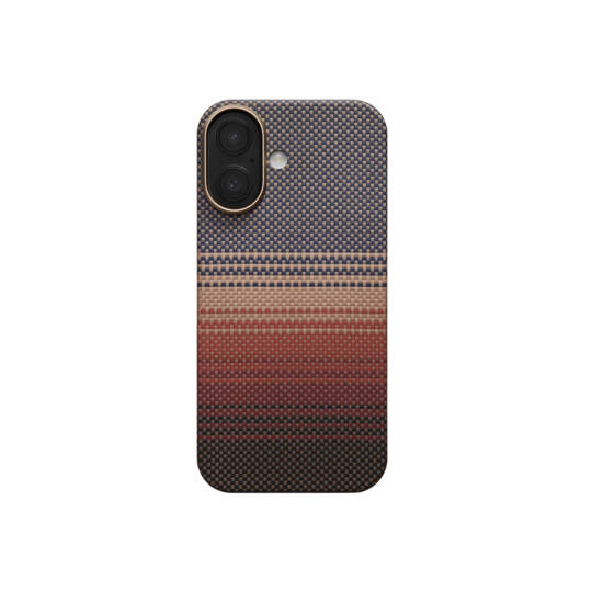 Apple iPhone 17 Kılıf M-safe Şarj Özellikli Aramid Karbon Fiber Pitaka Tactile Woven Sunset-Moonrise Serisi Kapak - 10