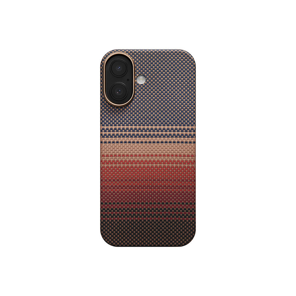 Apple iPhone 17 Kılıf M-safe Şarj Özellikli Aramid Karbon Fiber Pitaka Tactile Woven Sunset-Moonrise Serisi Kapak - 1