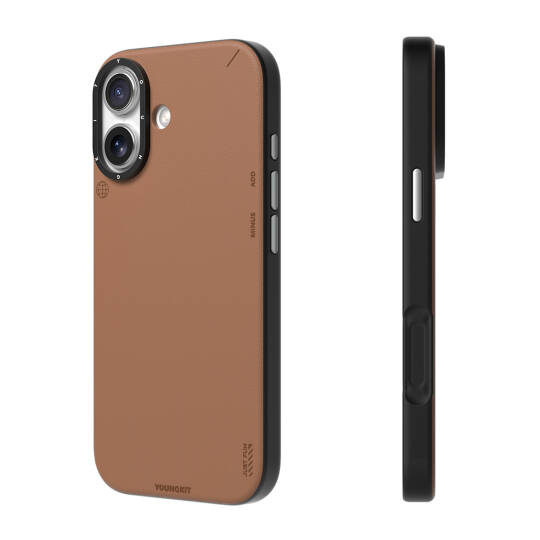 Apple iPhone 17 Kılıf M-safe Şarj Özellikli Basit Mat Deri Desenli Youngkit Tech Fashion Serisi Kapak - 6