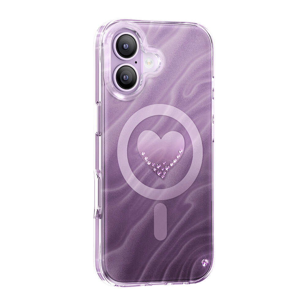 Apple iPhone 17 Kılıf M-Safe Şarj Özellikli Orjinal Swarovski Taşlı Zore Paris Rovix Sert PC Kapak - 20