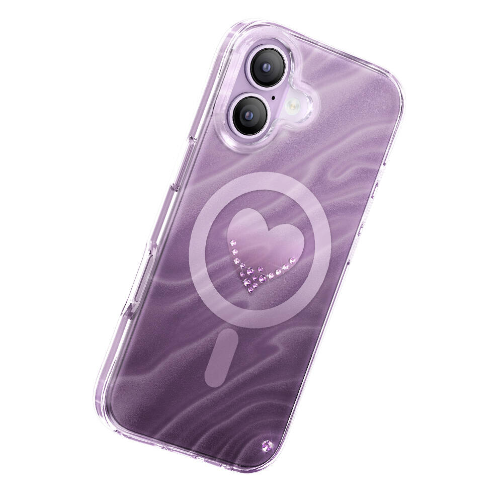 Apple iPhone 17 Kılıf M-Safe Şarj Özellikli Orjinal Swarovski Taşlı Zore Paris Rovix Sert PC Kapak - 21