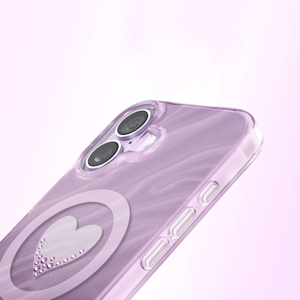 Apple iPhone 17 Kılıf M-Safe Şarj Özellikli Orjinal Swarovski Taşlı Zore Paris Rovix Sert PC Kapak - 23