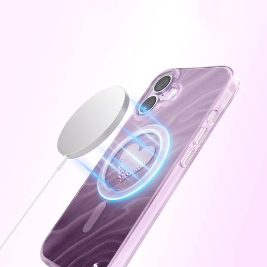 Apple iPhone 17 Kılıf M-Safe Şarj Özellikli Orjinal Swarovski Taşlı Zore Paris Rovix Sert PC Kapak - 24