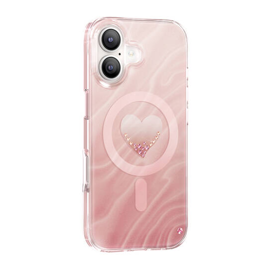 Apple iPhone 17 Kılıf M-Safe Şarj Özellikli Orjinal Swarovski Taşlı Zore Paris Rovix Sert PC Kapak - 10