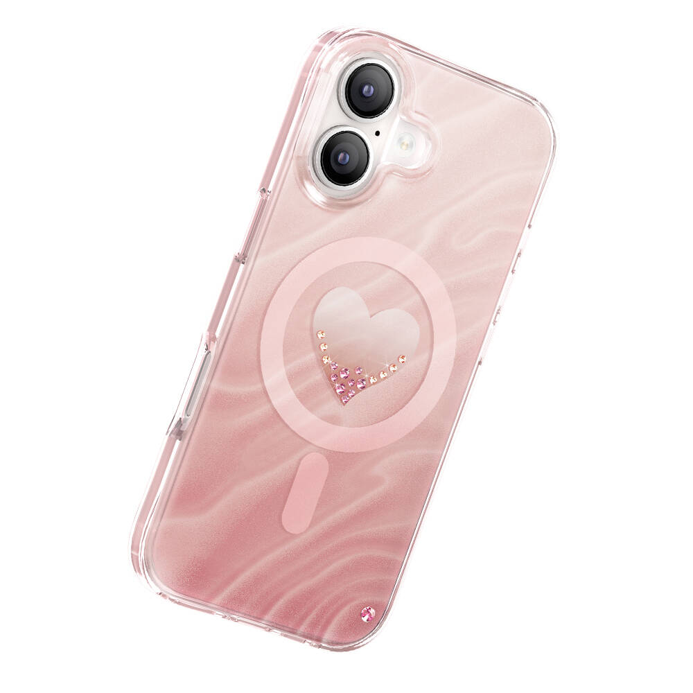 Apple iPhone 17 Kılıf M-Safe Şarj Özellikli Orjinal Swarovski Taşlı Zore Paris Rovix Sert PC Kapak - 11