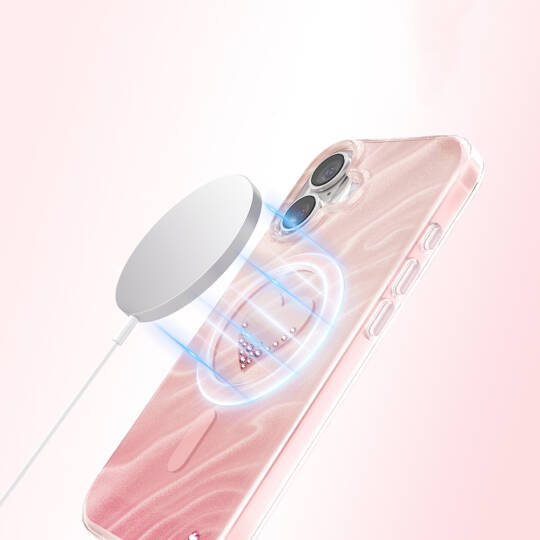 Apple iPhone 17 Kılıf M-Safe Şarj Özellikli Orjinal Swarovski Taşlı Zore Paris Rovix Sert PC Kapak - 14