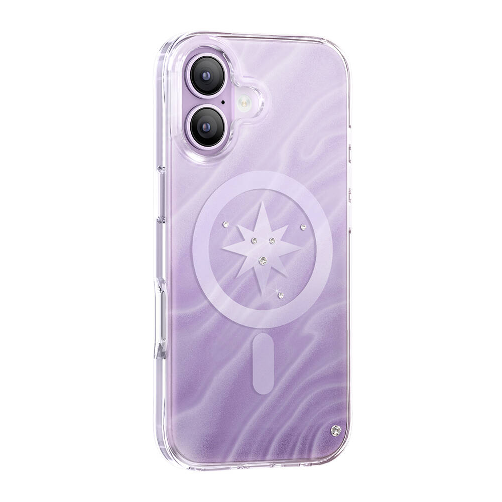 Apple iPhone 17 Kılıf M-Safe Şarj Özellikli Orjinal Swarovski Taşlı Zore Paris Rovix Sert PC Kapak - 1