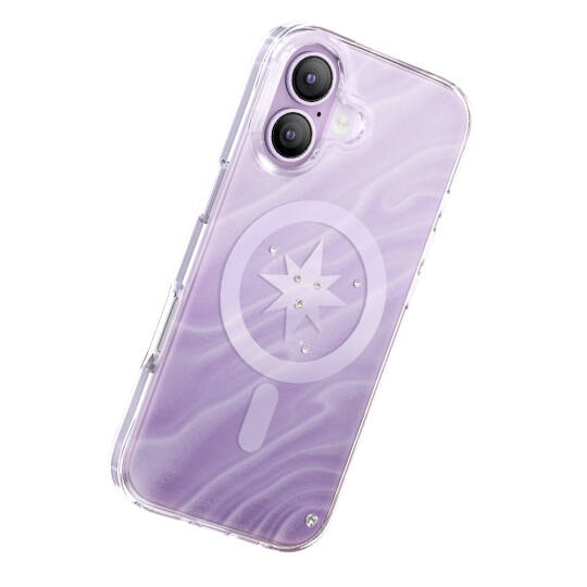Apple iPhone 17 Kılıf M-Safe Şarj Özellikli Orjinal Swarovski Taşlı Zore Paris Rovix Sert PC Kapak - 2