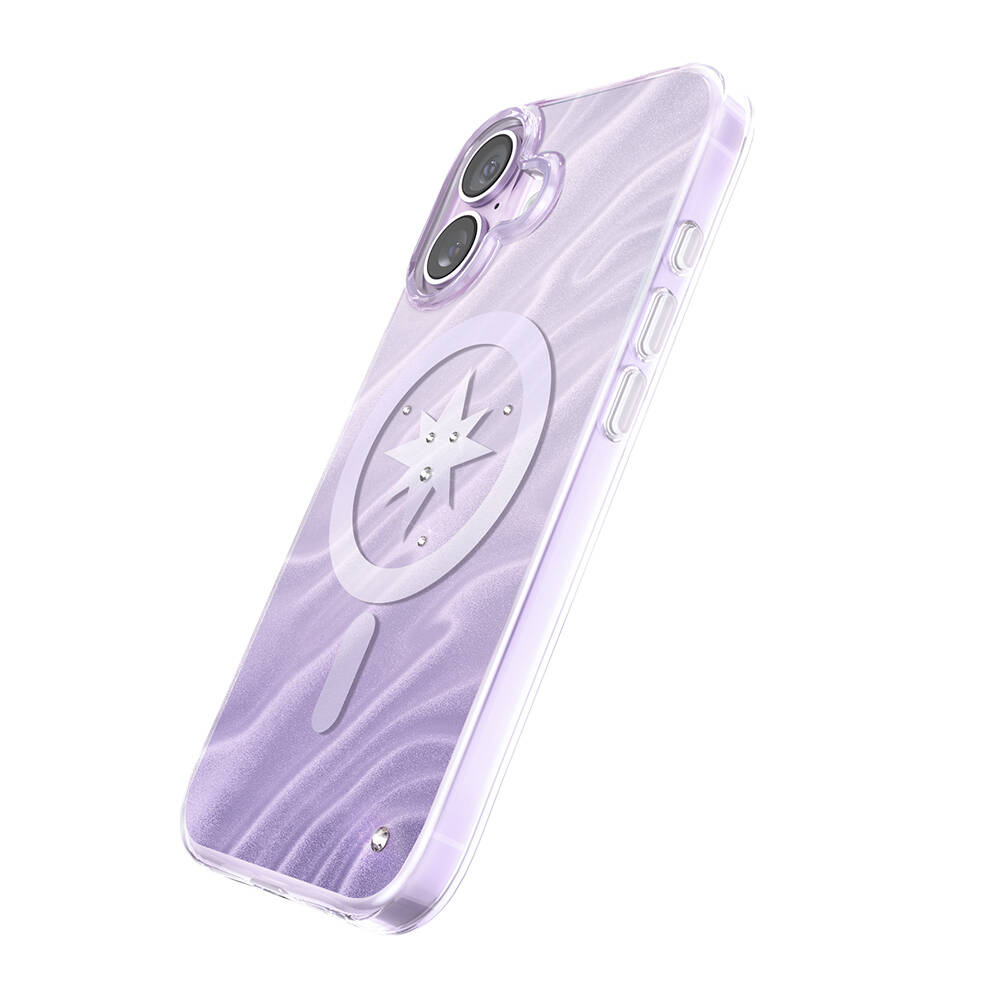 Apple iPhone 17 Kılıf M-Safe Şarj Özellikli Orjinal Swarovski Taşlı Zore Paris Rovix Sert PC Kapak - 3