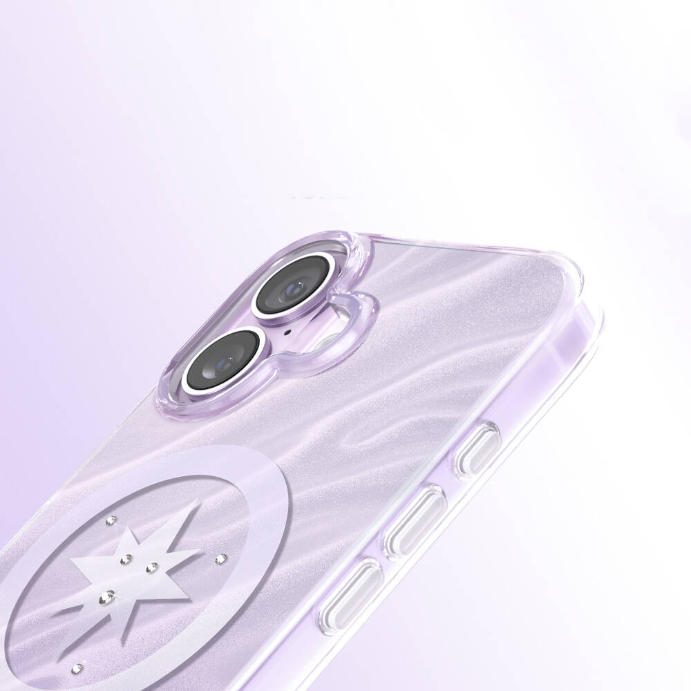 Apple iPhone 17 Kılıf M-Safe Şarj Özellikli Orjinal Swarovski Taşlı Zore Paris Rovix Sert PC Kapak - 4
