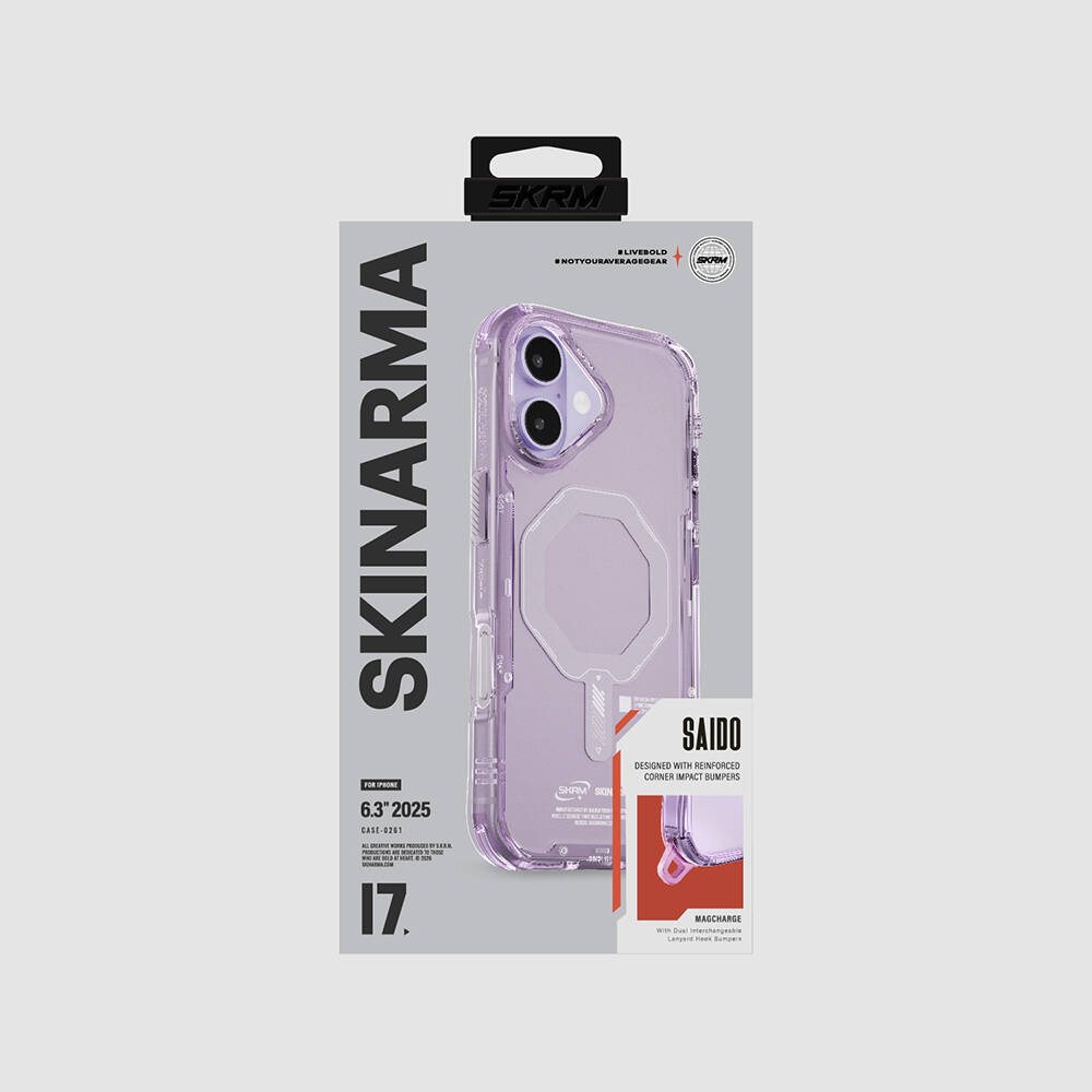 Apple iPhone 17 Kılıf M-safe Şarj Özellikli Şeffaf Airbag Tasarımlı Skinarma Saido Mag-Charge Kapak - 9
