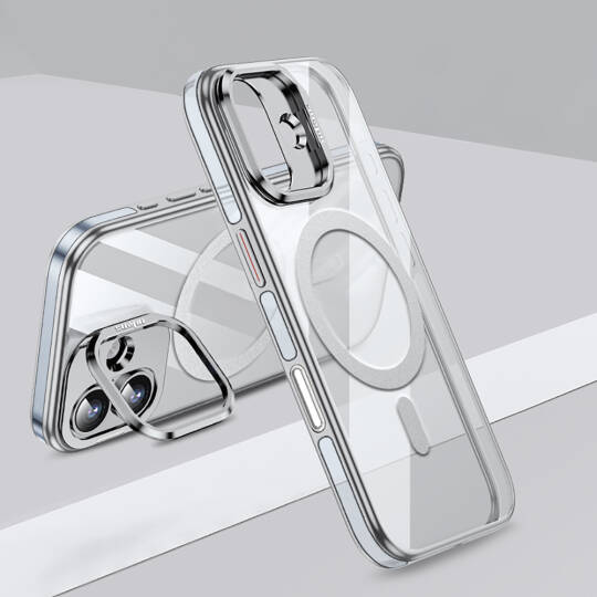 Apple iPhone 17 Kılıf M-safe Şarj Özellikli Wlons Standlı Efsane Kapak - 3