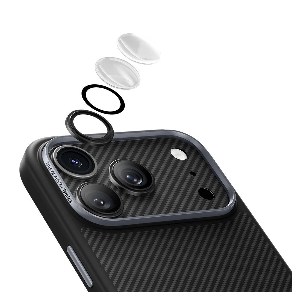Apple iPhone 17 Pro Benks ArmorWarrior Serisi 600D Kevlar Kamera Lens Koruyucu - 9