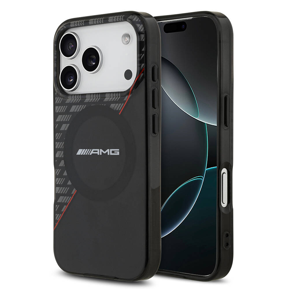 Apple iPhone 17 Pro Kılıf AMG Orjinal Lisanslı M-safe Şarj Özellikli Çift Katmanlı Kırmızı Çapraz Çizgili Kapak - 2