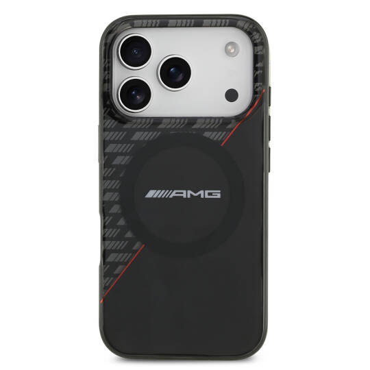 Apple iPhone 17 Pro Kılıf AMG Orjinal Lisanslı M-safe Şarj Özellikli Çift Katmanlı Kırmızı Çapraz Çizgili Kapak - 3