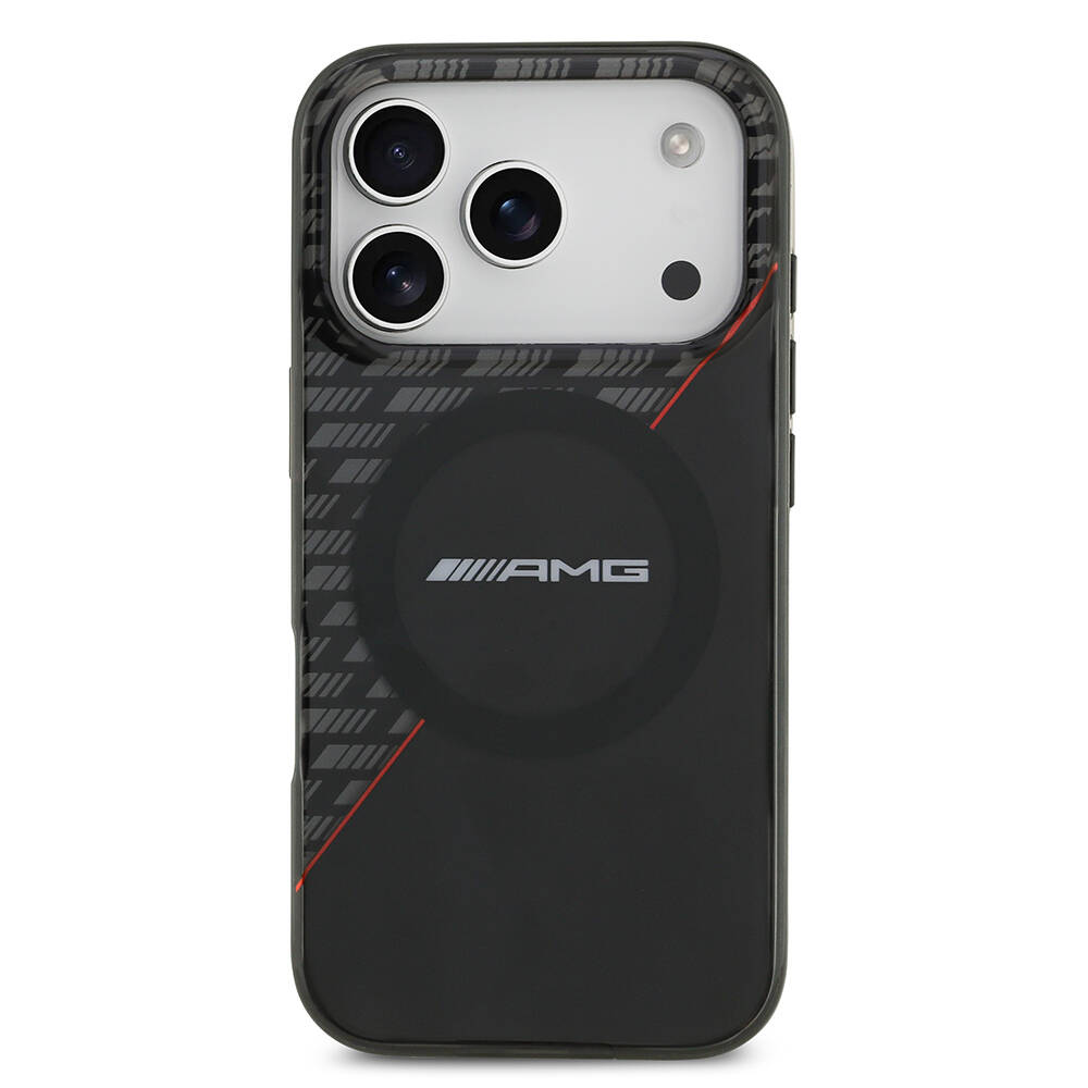Apple iPhone 17 Pro Kılıf AMG Orjinal Lisanslı M-safe Şarj Özellikli Çift Katmanlı Kırmızı Çapraz Çizgili Kapak - 3