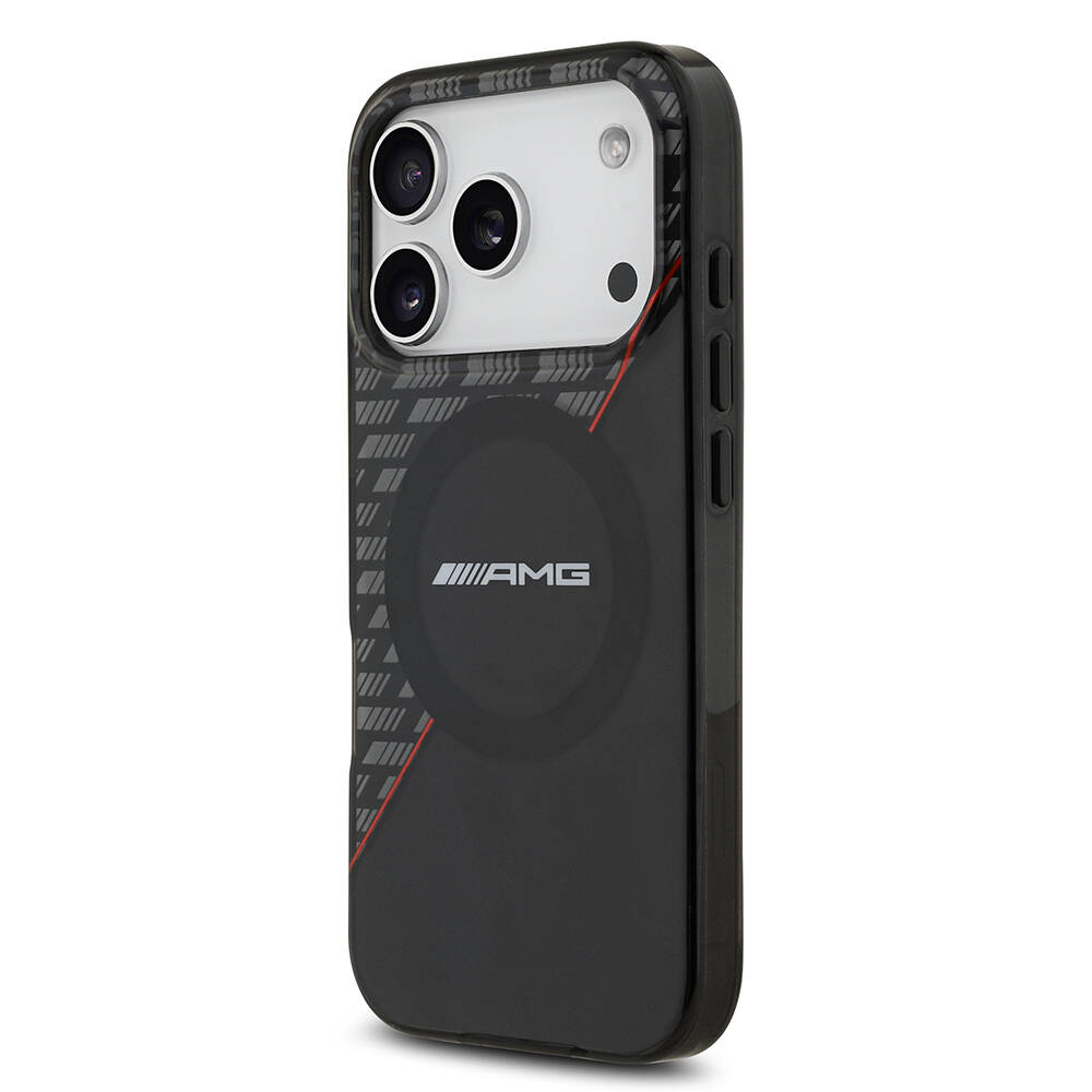 Apple iPhone 17 Pro Kılıf AMG Orjinal Lisanslı M-safe Şarj Özellikli Çift Katmanlı Kırmızı Çapraz Çizgili Kapak - 4