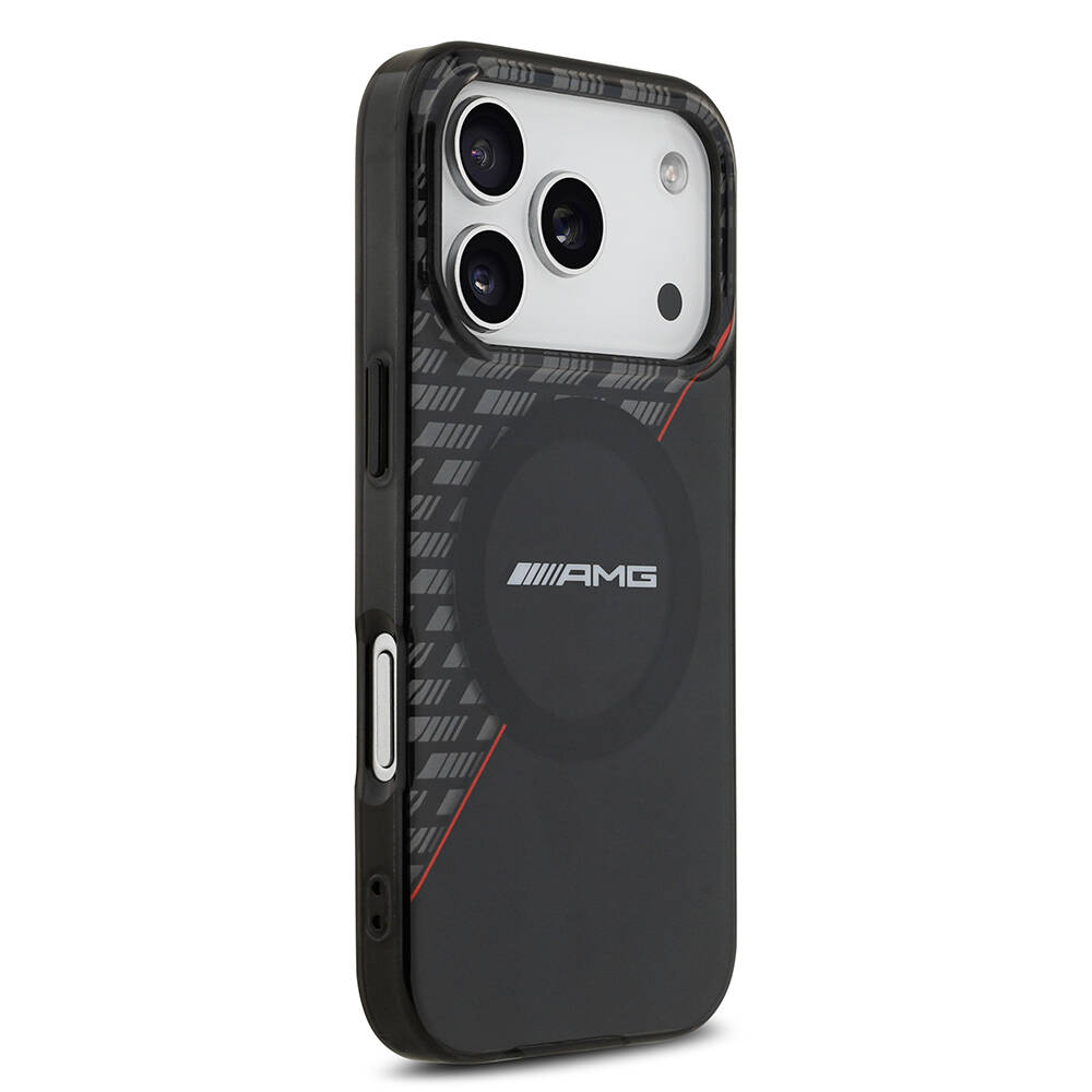 Apple iPhone 17 Pro Kılıf AMG Orjinal Lisanslı M-safe Şarj Özellikli Çift Katmanlı Kırmızı Çapraz Çizgili Kapak - 5