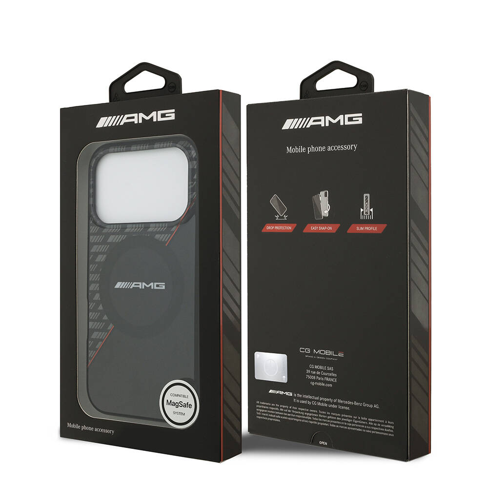 Apple iPhone 17 Pro Kılıf AMG Orjinal Lisanslı M-safe Şarj Özellikli Çift Katmanlı Kırmızı Çapraz Çizgili Kapak - 9