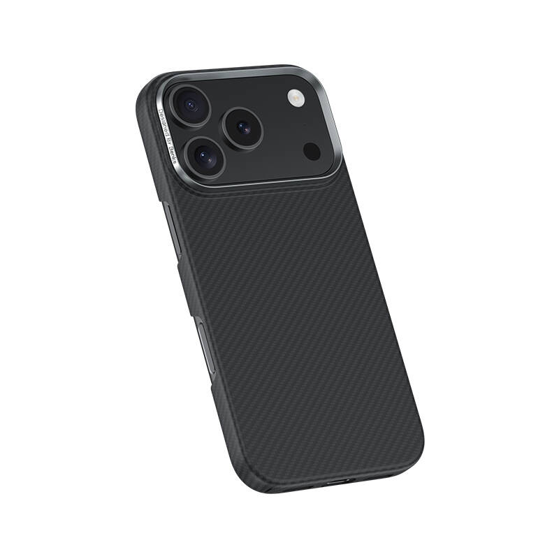 Apple iPhone 17 Pro Kılıf Benks M-safe Şarj Özellikli Metal Kamera Çerçeveli Magnetik ArmorAir 600D Kevlar Karbon Fiber Kapak - 5