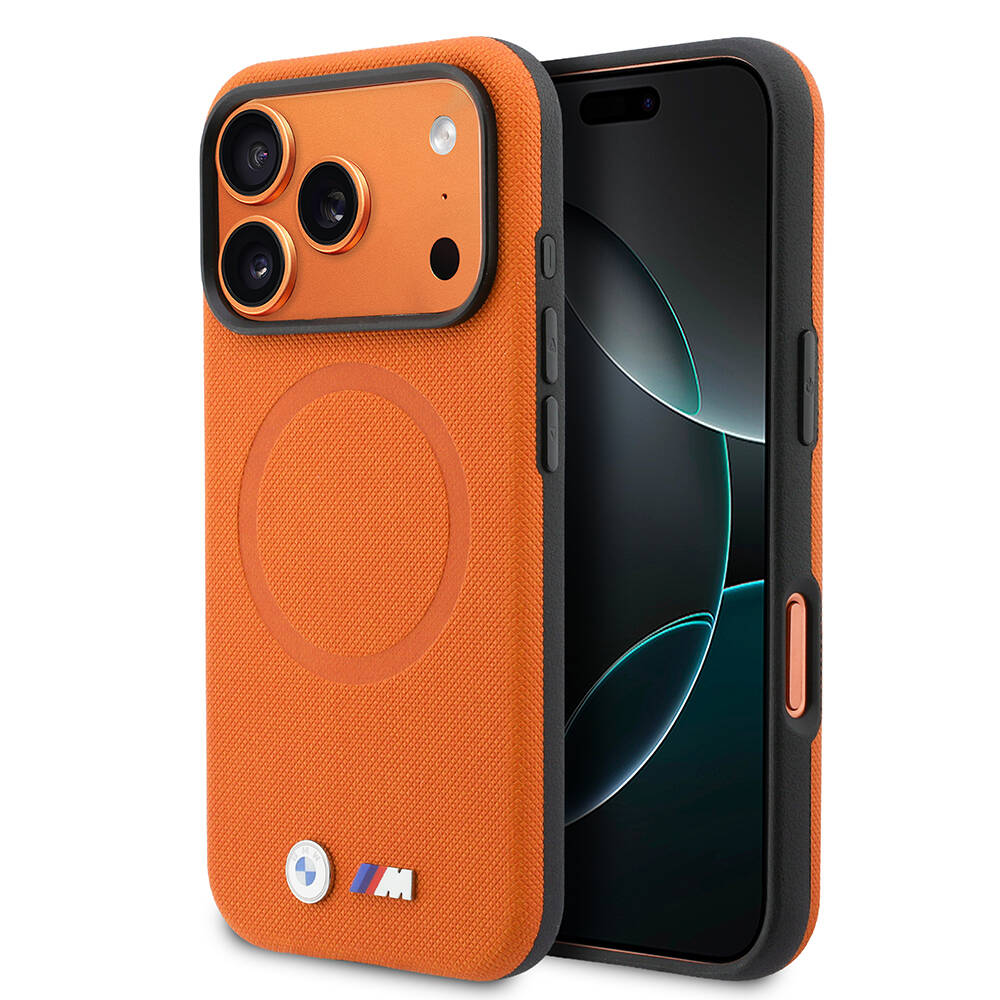 Apple iPhone 17 Pro Kılıf BMW Orjinal Lisanslı M-safe Şarj Özellikli Halka Tasarımlı M Logolu PU Deri Kapak - 1