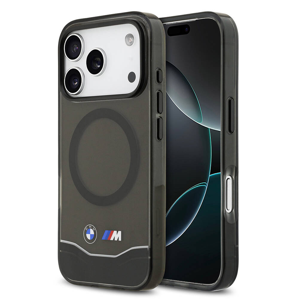 Apple iPhone 17 Pro Kılıf BMW Orjinal Lisanslı M-safe Şarj Özellikli Metal Buton Tasarımlı Tranparan M Dizayn Kapak - 1