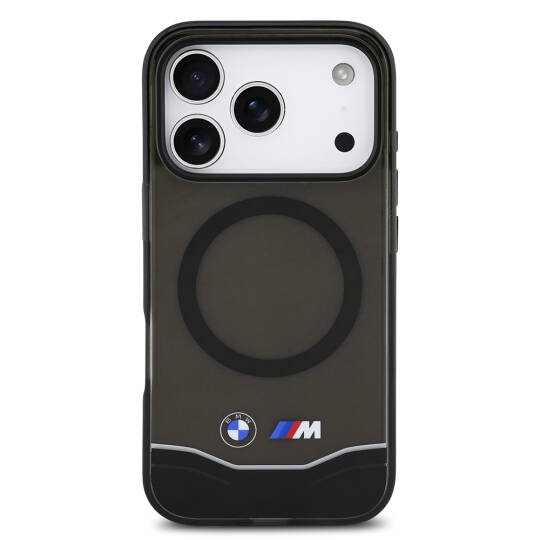 Apple iPhone 17 Pro Kılıf BMW Orjinal Lisanslı M-safe Şarj Özellikli Metal Buton Tasarımlı Tranparan M Dizayn Kapak - 3