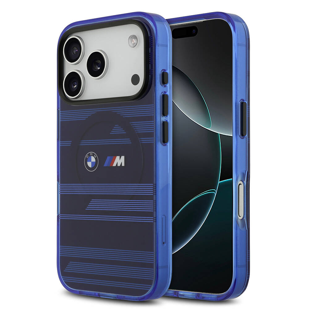 Apple iPhone 17 Pro Kılıf BMW Orjinal Lisanslı M-safe Şarj Özellikli Metal Kamera Butonlu Yatay Şeritli M Dizayn Kapak - 4