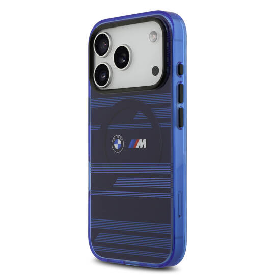 Apple iPhone 17 Pro Kılıf BMW Orjinal Lisanslı M-safe Şarj Özellikli Metal Kamera Butonlu Yatay Şeritli M Dizayn Kapak - 5