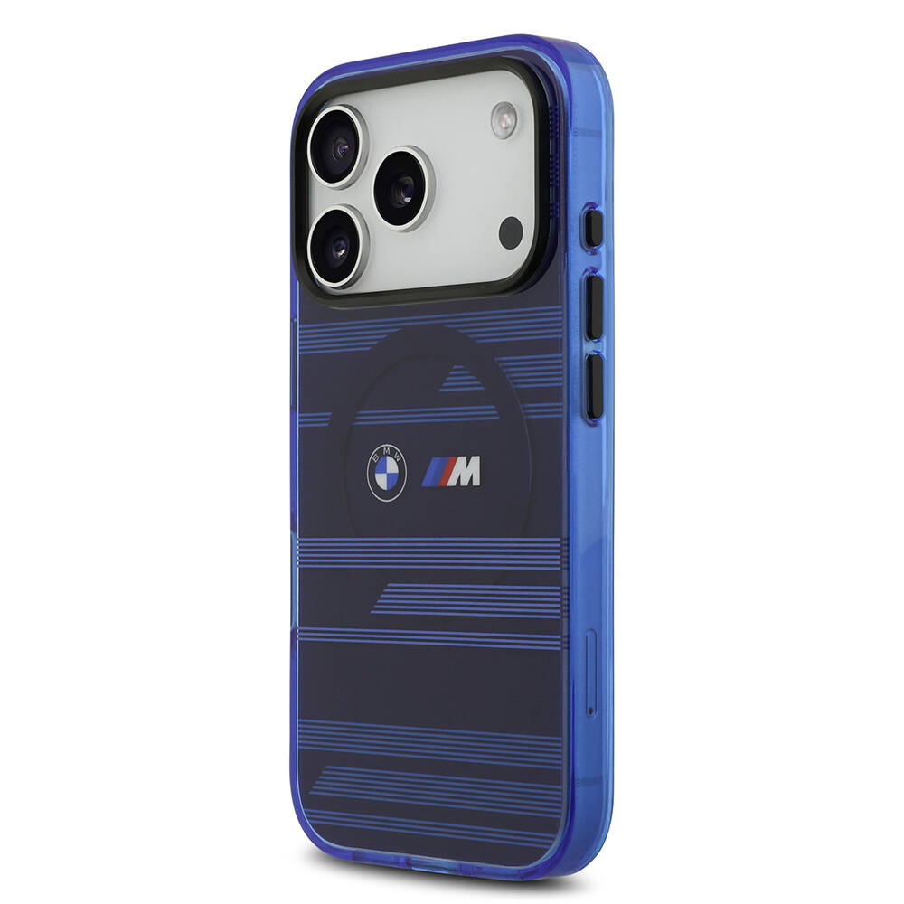 Apple iPhone 17 Pro Kılıf BMW Orjinal Lisanslı M-safe Şarj Özellikli Metal Kamera Butonlu Yatay Şeritli M Dizayn Kapak - 5